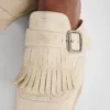 Shuffle Fringed Leather Mules