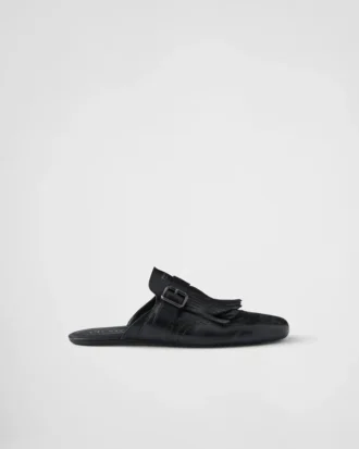 Shuffle Fringed Monk Strap Leather Mules