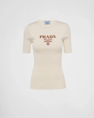 Silk Crew-Neck Sweater with Logo