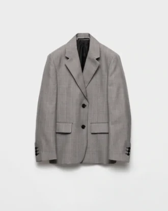 Single-Breasted Checked Grisaille Jacket