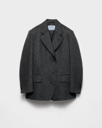 Single-Breasted Chevron Caban Jacket