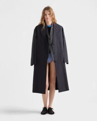 Single-Breasted Light Wool Coat