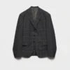 Single-Breasted Prince of Wales Checked Wool Jacket