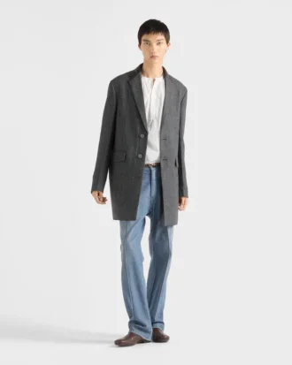 Single-Breasted Wool Blend Coat