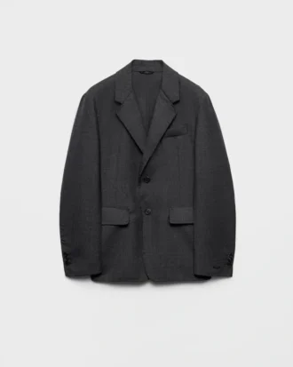 Single-Breasted Wool Blend Jacket
