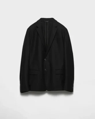Single-Breasted Wool Blend Jacket