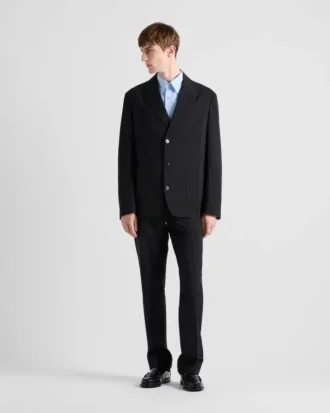 Single-Breasted Wool Blend Jacket