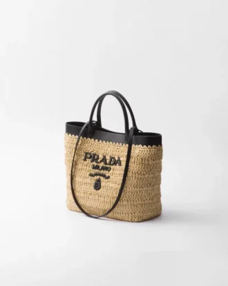 Small Crochet and Leather Tote Bag