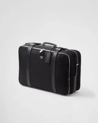 Small Re-Nylon and Saffiano Leather Suitcase