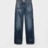Straight-Leg Washed Denim Jeans
