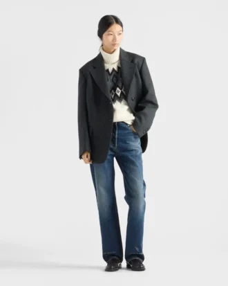 Straight-Leg Washed Denim Jeans