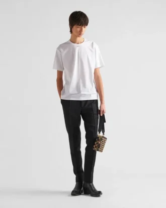 Stretch Cotton T-Shirt with Logo