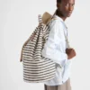 Striped Canvas Drawstring Duffel Bag