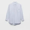 Striped Cotton Shirt with Half-Zipper