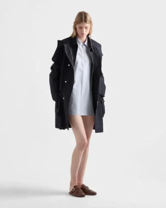 Striped Cotton Shirt with Half-Zipper