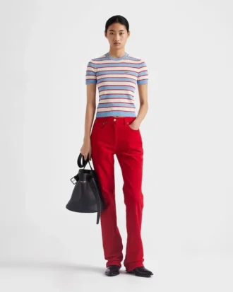 Striped Crew-Neck Cotton Sweater