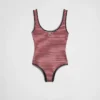 Striped Interlock Jersey One-Piece Swimsuit