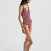 Striped Interlock Jersey One-Piece Swimsuit