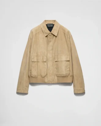 Suede and Cotton Bomber Jacket