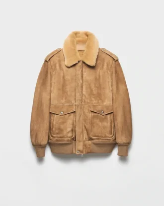 Suede and Shearling Bomber Jacket