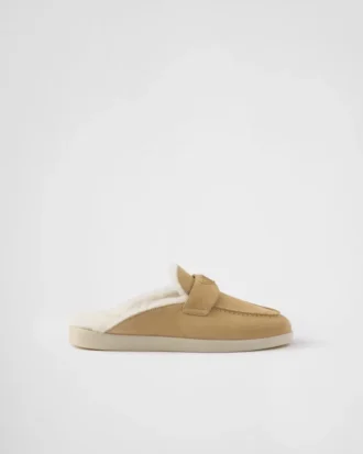 Suede and Shearling Slippers