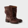 Vintage-Effect Leather Boots