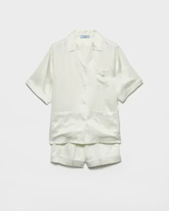 Vintage-Look Satin Pajamas with Shorts