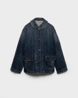 Washed Denim Blouson Jacket