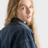 Washed Denim Blouson Jacket