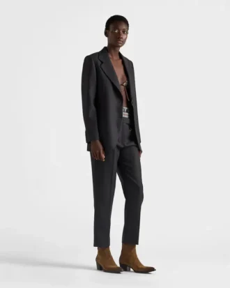 Wool Gabardine Pants with Pin