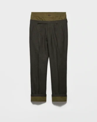 Wool Pants with Cotton Details