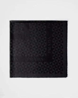 Wool, Silk, Cashmere and Lurex Jacquard Shawl